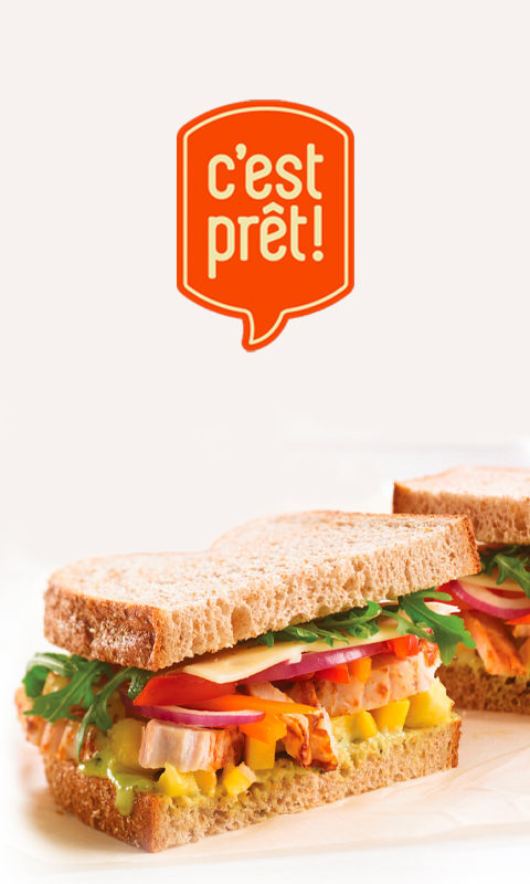 Une photo d'un sandwich aux légumes où le texte lit "C'est prêt"