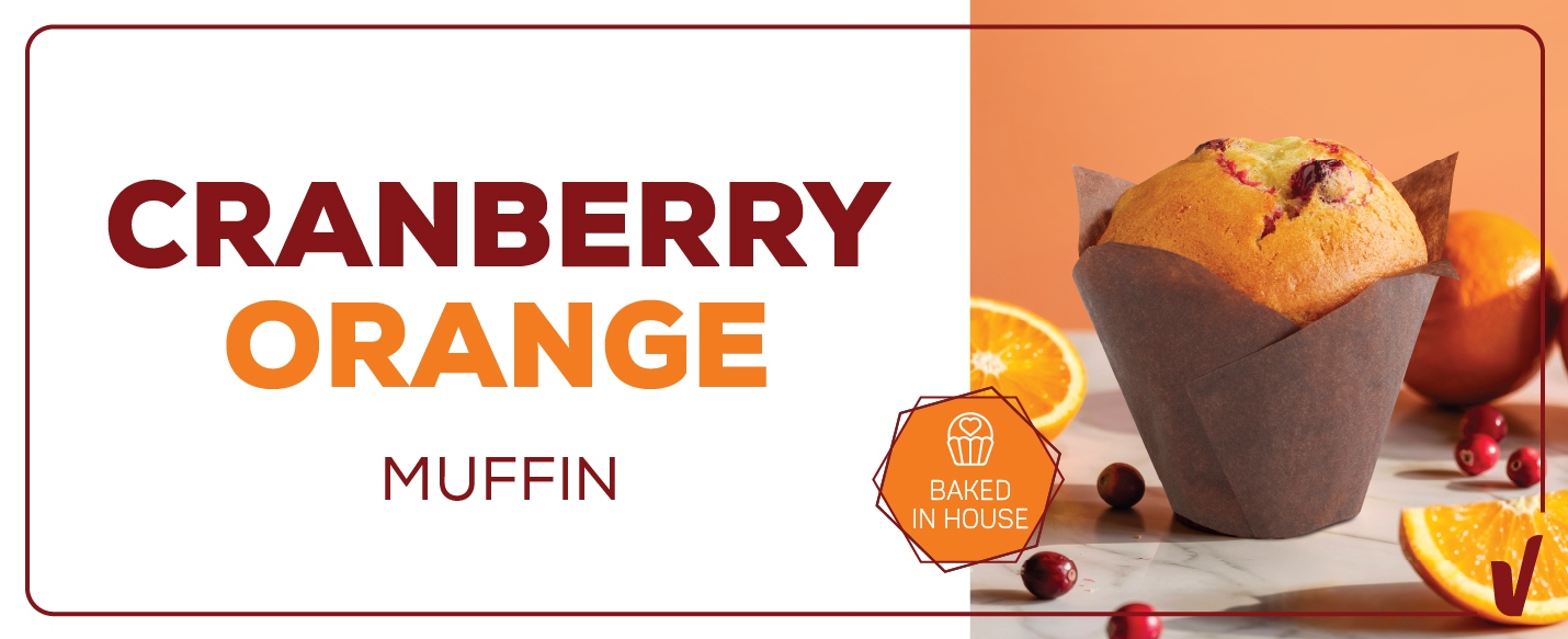 Cranberry Orange Muffin. Baked in house.