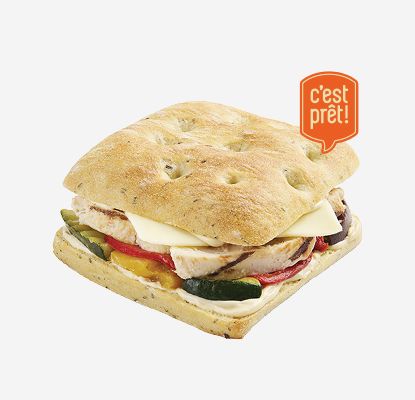 FOCCACCIA AU POULET ET LÉGUMES GRILLÉ S